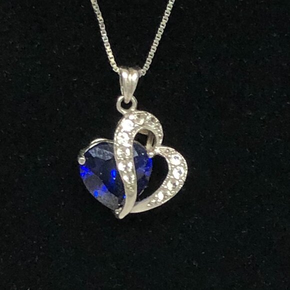 925 Blue Stone Necklace   ** - Picture 1 of 5